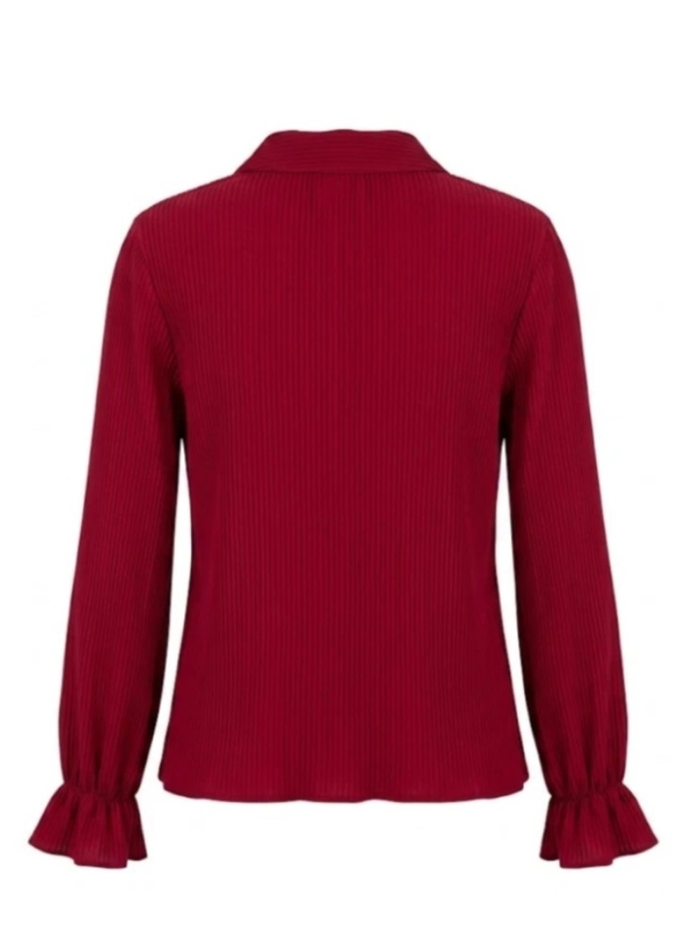 Talbots Ribbed Button-Down Blouse in Deep Red - Picture 3 of 4